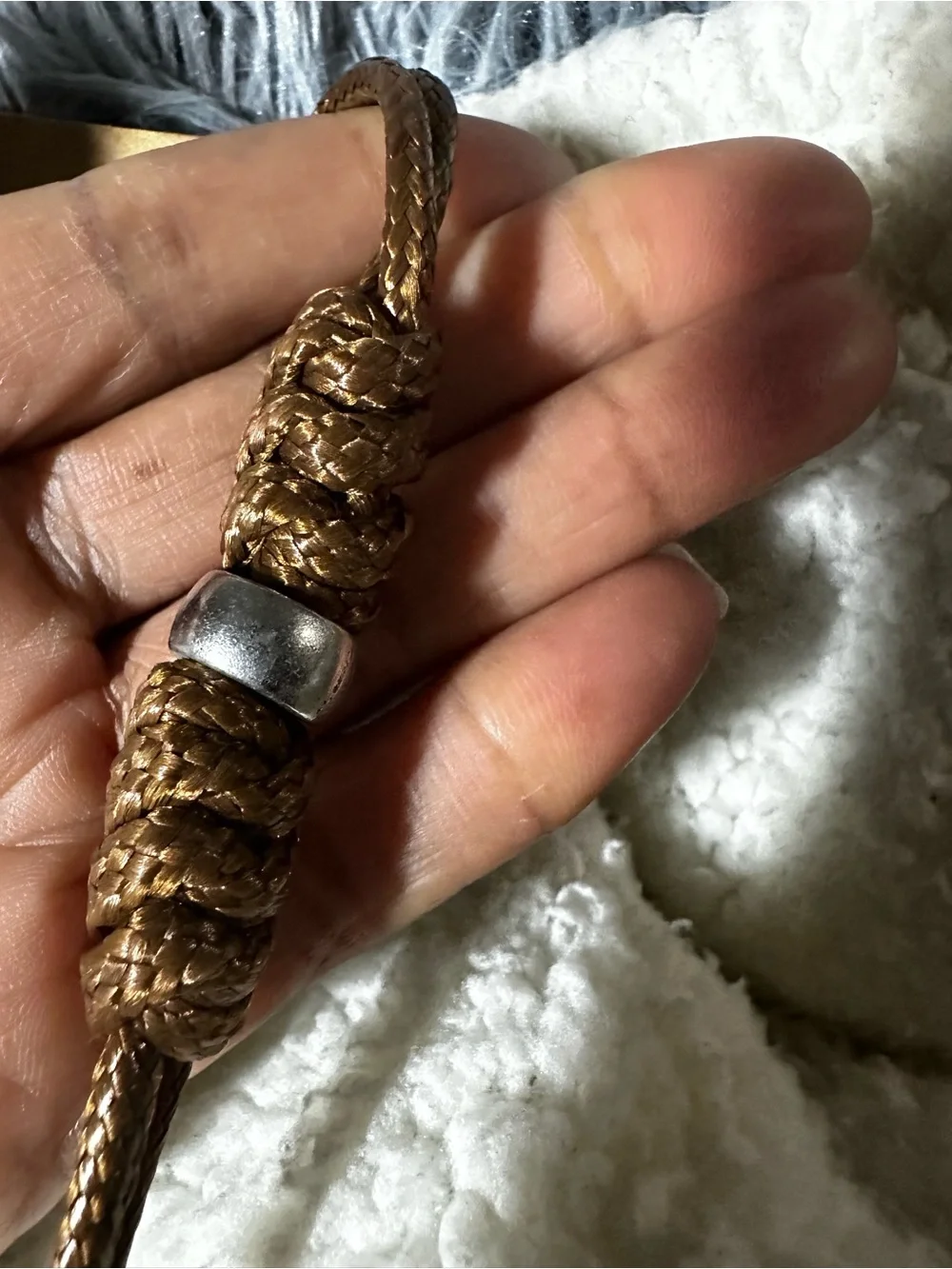 Hand-Braided Wooden Bead Cord Necklace - Brown